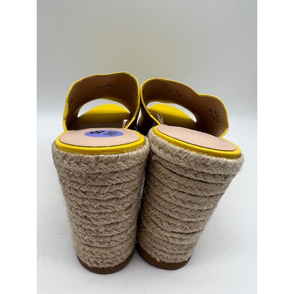Kate Spade Tenley Espadrille Wedge Yellow Leather Size 8.5. - Picture 9 of 12
